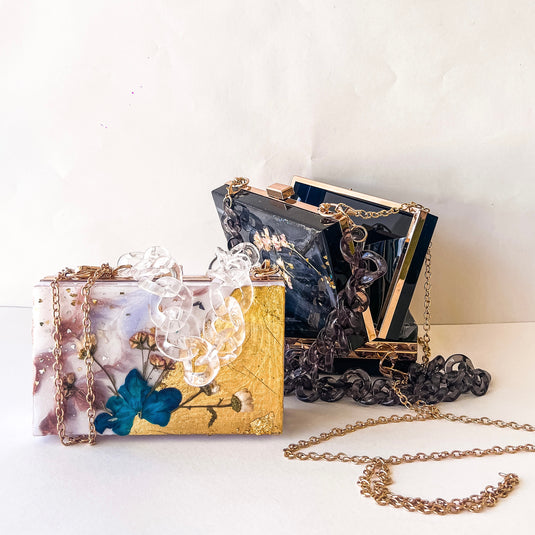 Resin Clutch with real dried flowers