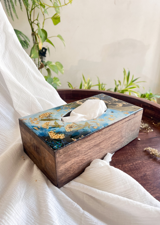 Floral In The Blue | Tissue Box