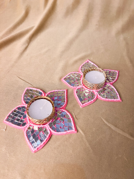 Pink Floral Tea Light Holders